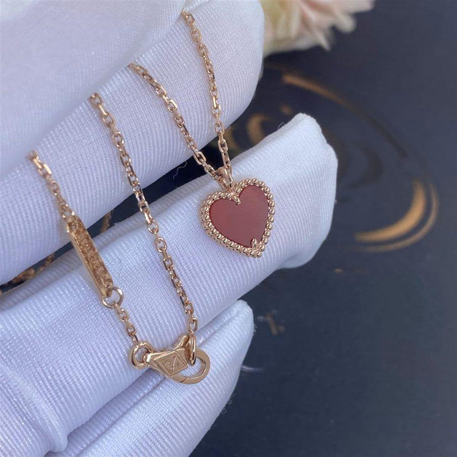 [Clover Jewelry]SWEET CLOVER CARNELIAN HEART NECKLACE