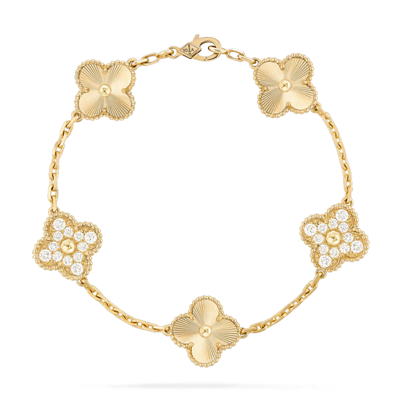 [Clover Jewelry]CLOVER BRACELET 5 MOTIFS GOLD DIAMOND