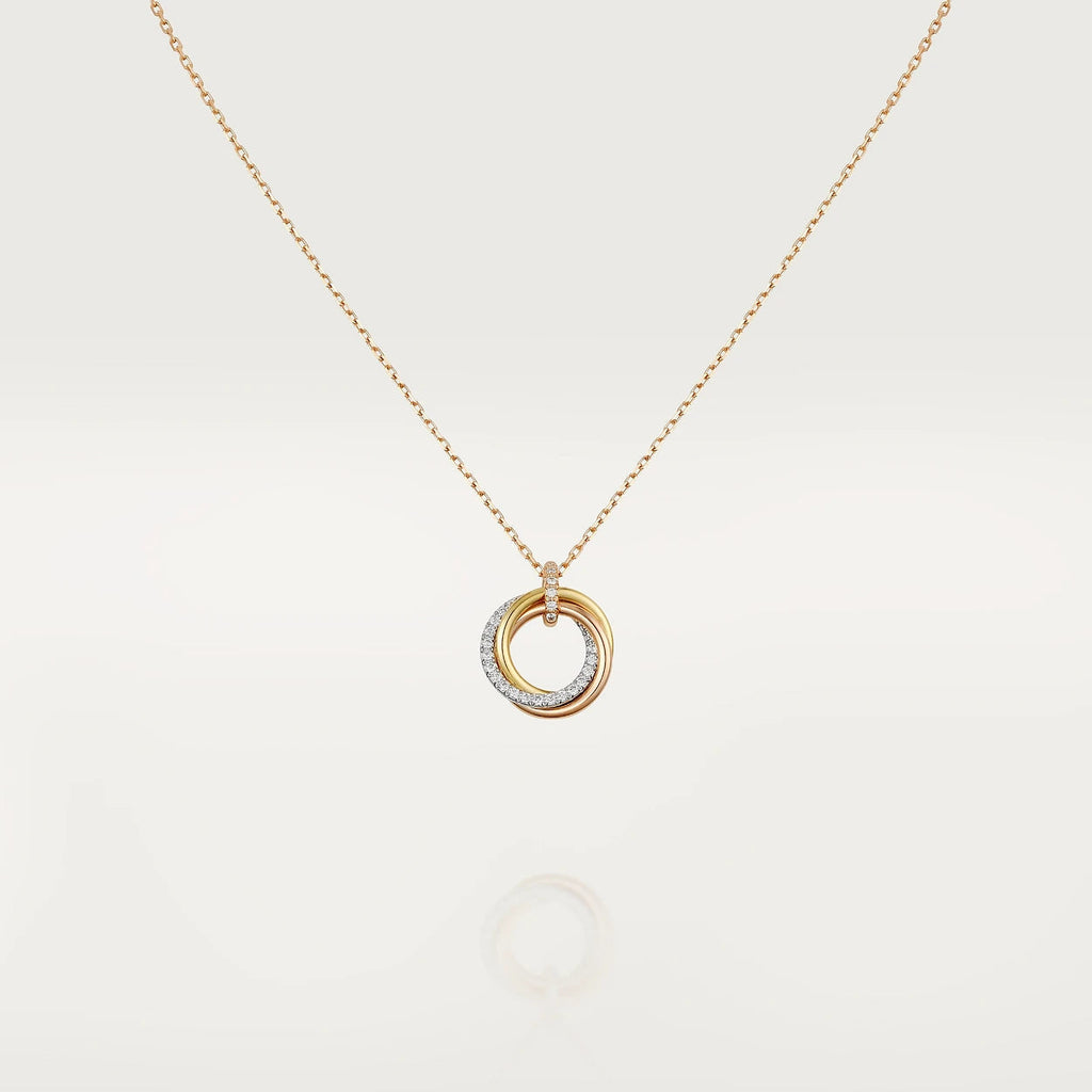 [Clover Jewelry]TRINITY NECKLACE SILVER GOLD PINK GOLD DIAMONDS