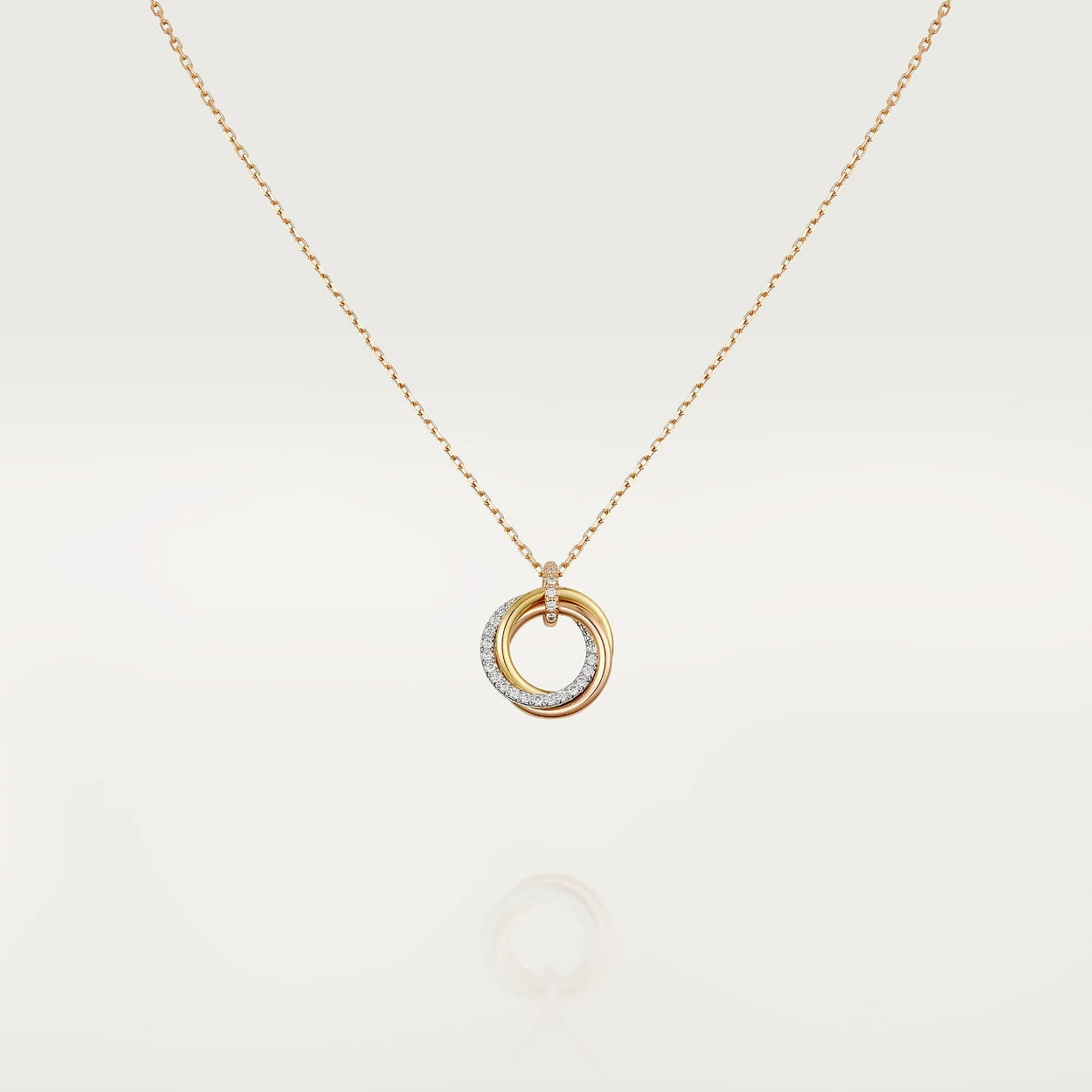 [Clover Jewelry]TRINITY NECKLACE SILVER GOLD PINK GOLD DIAMONDS