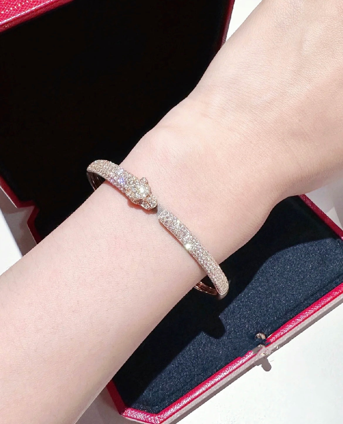 [Clover Jewelry]PANTHERE FULL DIAMOND OPEN BRACELET