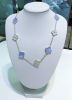 [Clover Jewelry]CLOVERS THE 10-MOTIFS CHALCEDONY DIAMONDS SILVER NECKLACE