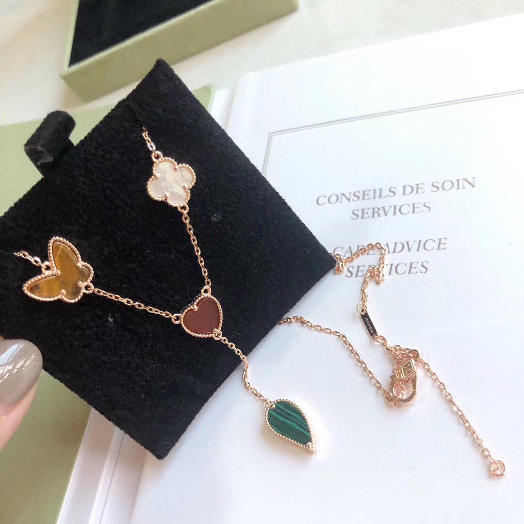 [Clover Jewelry]LUCKY SPRING 4 MOTIFS ROSE GOLD NECKLACE