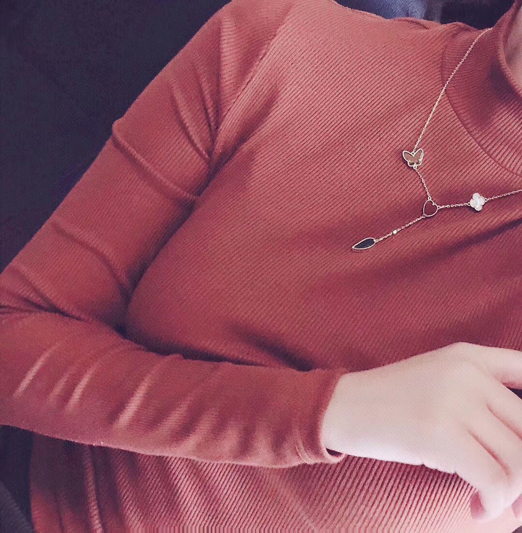 [Clover Jewelry]LUCKY SPRING 4 MOTIFS ROSE GOLD NECKLACE