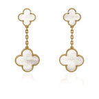 [Clover Jewelry]CLOVER ZWEIMOTIVIGE WEISSE PERLMUTT-OHRRINGE