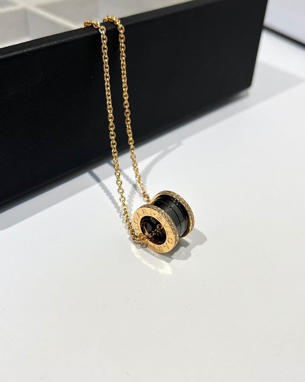 [Clover Jewelry]ZERO 1 SCHWARZE KERAMIK DIAMANT ROSÉGOLD HALSKEТТЕ