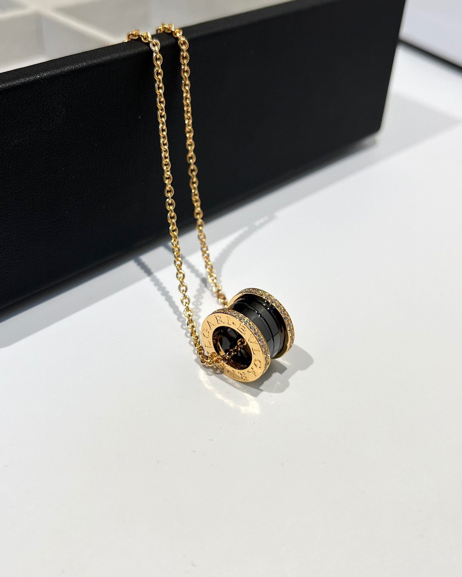[Clover Jewelry]ZERO 1 SCHWARZE KERAMIK DIAMANT ROSÉGOLD HALSKEТТЕ