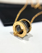 [Clover Jewelry]ZERO 1 SCHWARZE KERAMIK DIAMANT ROSÉGOLD HALSKEТТЕ
