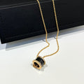 [Clover Jewelry]ZERO 1 SCHWARZE KERAMIK DIAMANT ROSÉGOLD HALSKEТТЕ