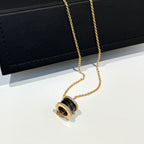 [Clover Jewelry]ZERO 1 SCHWARZE KERAMIK DIAMANT ROSÉGOLD HALSKEТТЕ