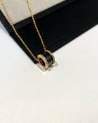 [Clover Jewelry]ZERO 1 SCHWARZE KERAMIK DIAMANT ROSÉGOLD HALSKEТТЕ